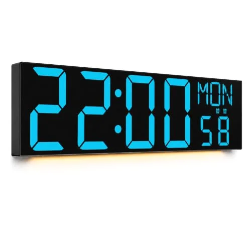30-inch Giant Digital Wall Clock with Remote, Blue