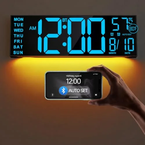 16.2-inch Digital Wall Clock with Bluetooth Sync