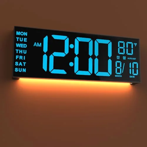 16-inch Digital Wall Clock, Blue