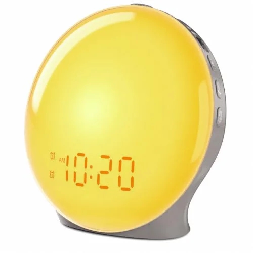 K8 Full-Screen Sunrise Alarm Clock, Metallic Silver Gray