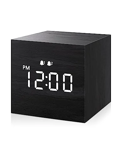 Wooden Digital Alarm Clock, Compact
