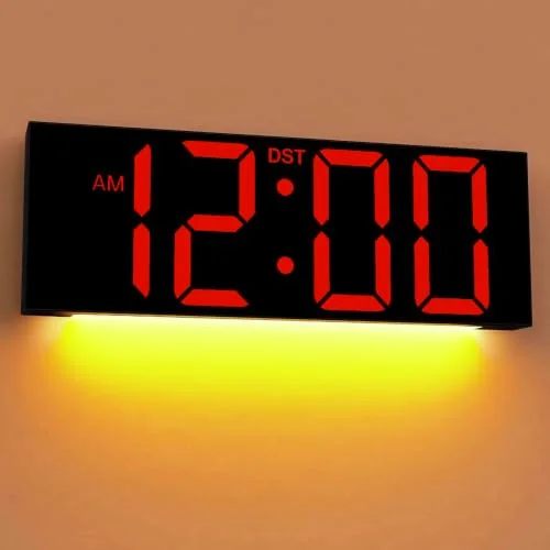 12-inch Digital Wall Clock with Remote, Red