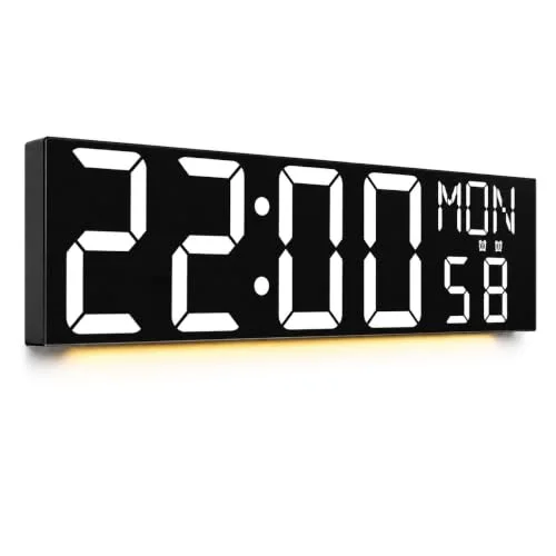 30-inch Giant Digital Wall Clock with Remote, White digits