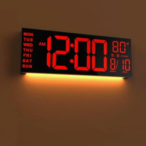 13-inch Digital Wall Clock, Red