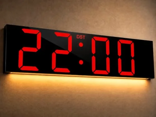 22-inch Digital Wall Clock with Remote, Black, Red digits