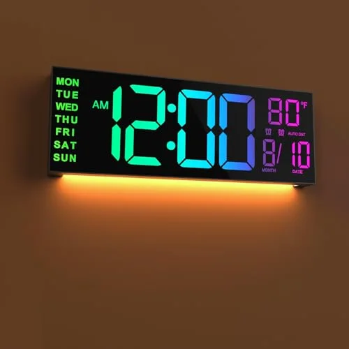 13-inch Digital Wall Clock, Black
