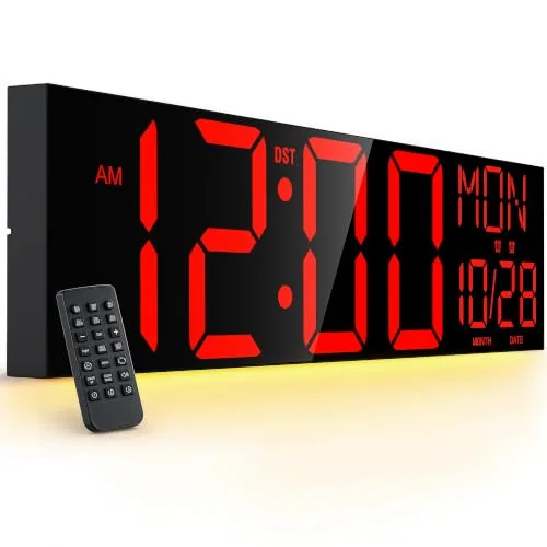 30-inch Giant Digital Wall Clock with Remote, Black