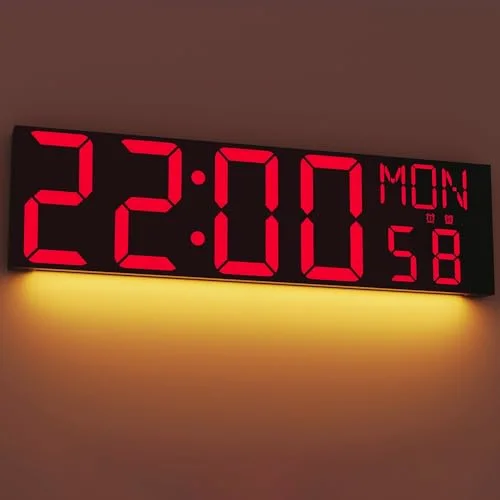 30-inch Giant Digital Wall Clock with Remote, Black