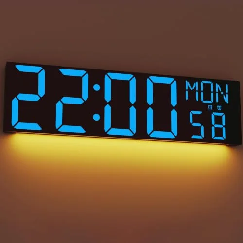 30-inch Giant Digital Wall Clock with Remote, Blue