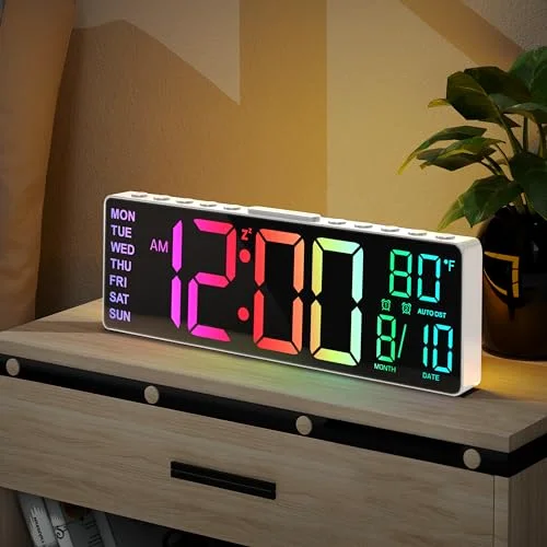 10.5-inch Large Digital Clock, White