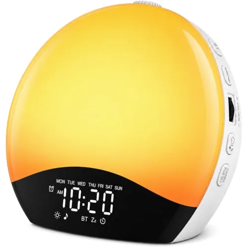 Sunrise Alarm Clock with FM Radio, Black and white