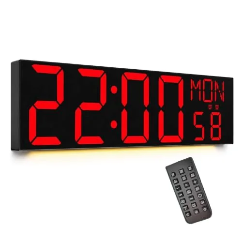 30-inch Giant Digital Wall Clock with Remote, Black