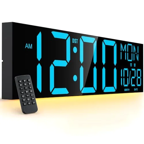 30-inch Giant Digital Wall Clock with Remote, Blue