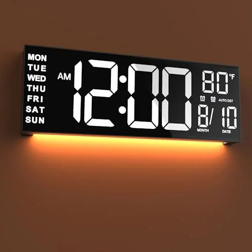 16-inch Digital Wall Clock, White