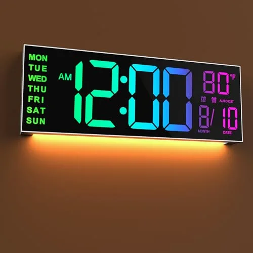 16-inch Digital Wall Clock, White Shell